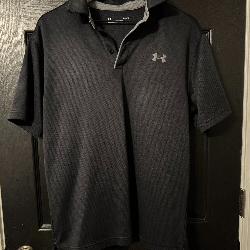 Mens Under Armour Lightweight Black Short Sleeve Polo